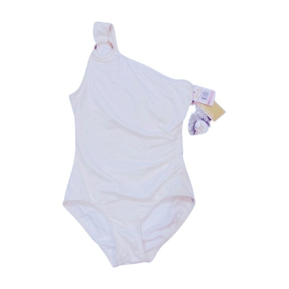 Michael Kors Women White Embellished One-Shoulder One-Piece Swimsuit Size US 16 - Picture 11 of 12
